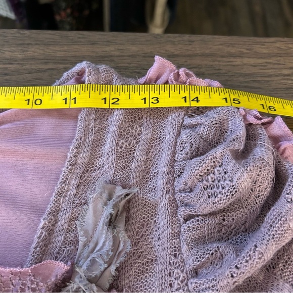 Pretty angel linen blend Elegant Pink Ruffled Women's Top S - Picture 7 of 10